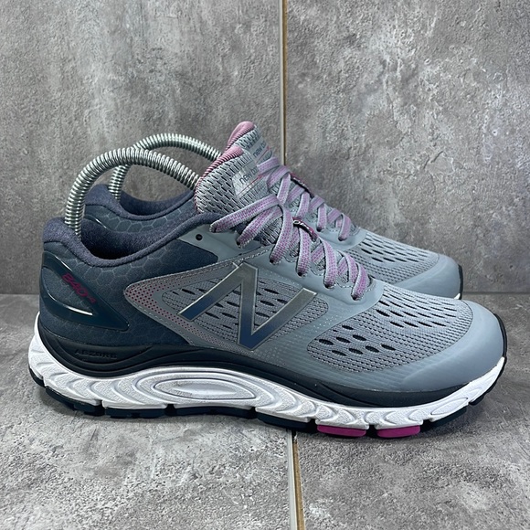 New Balance Shoes - New Balance Women's 840 V4 Gray Running Sneakers in Cyclone/Poisonberry
